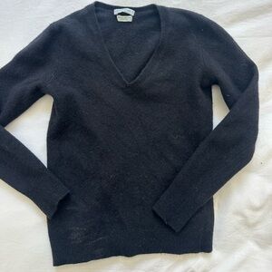 Black Benetton V-Neck Wool Sweater